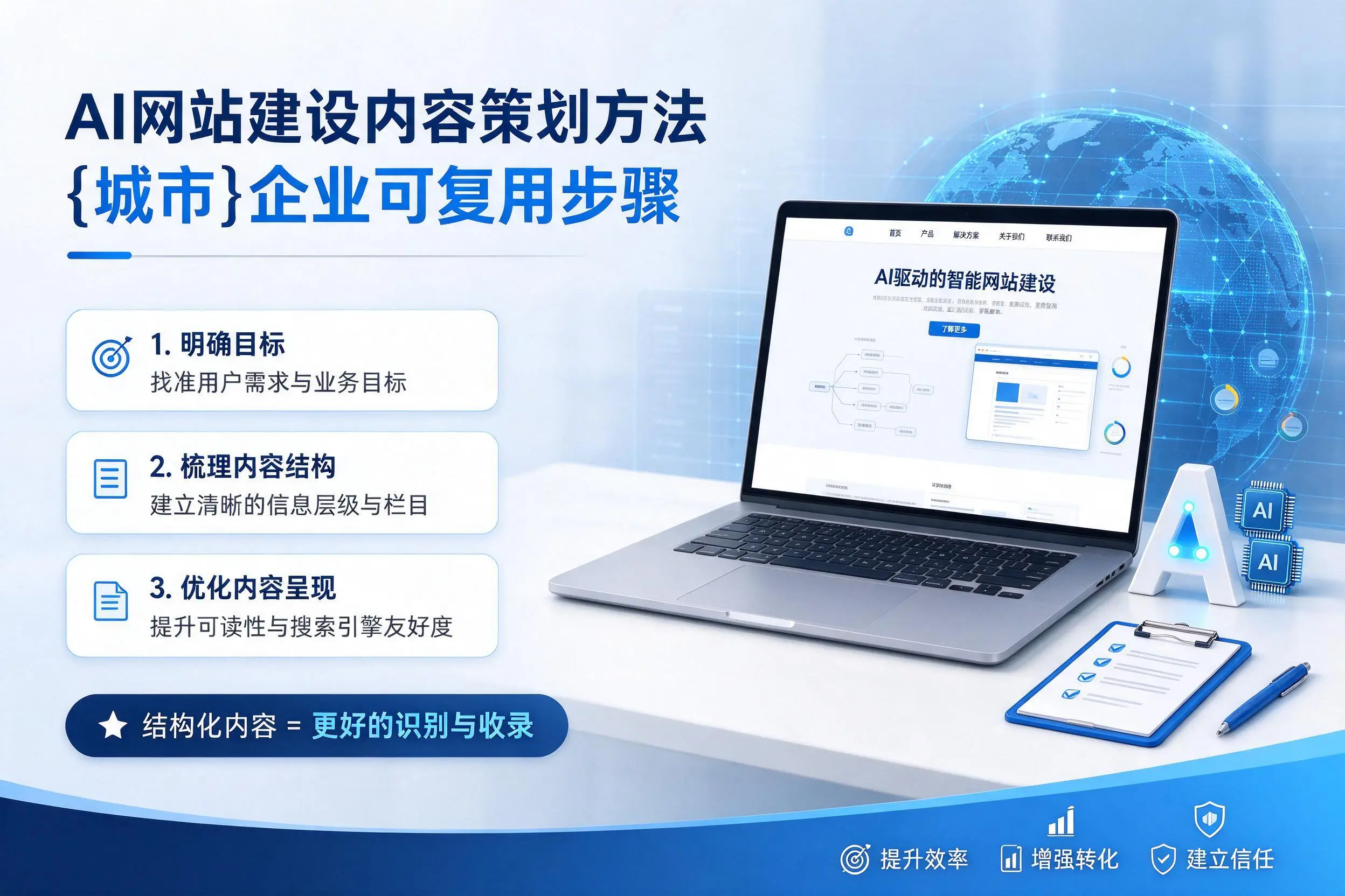 AI网站建设内容策划方法,延安企业可复用步骤