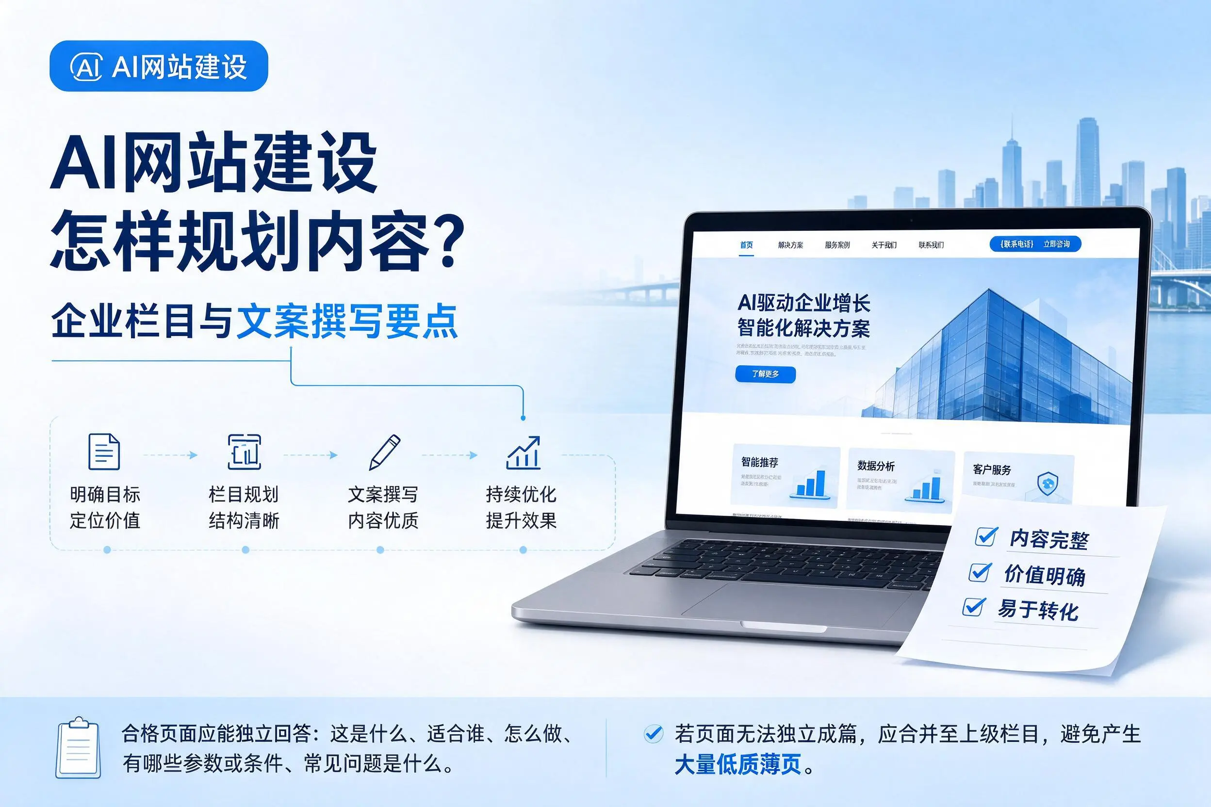 AI网站建设怎样规划内容？延安企业栏目与文案撰写要点